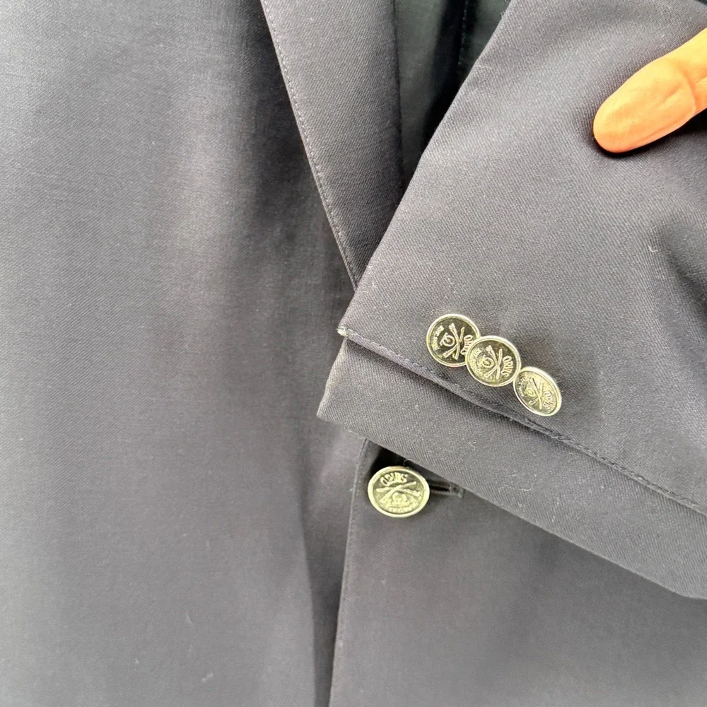 Orvis Mens Navy Blue‎ 100% Wool Two Button Blazer Sport Coat 42R*read*